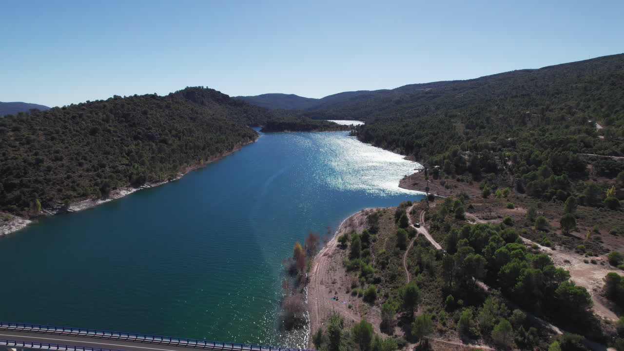 Aerial view of Embalse de Entrepeñas reservoir near Madrid, Spain
