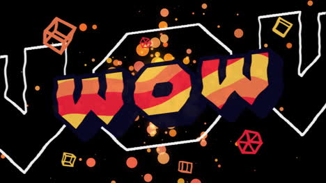 animación de texto wow en fondo negro.