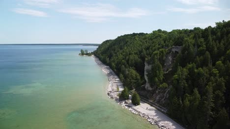 Arch-Rock-Mackinac-Island-Coastline-Aerial-Shot