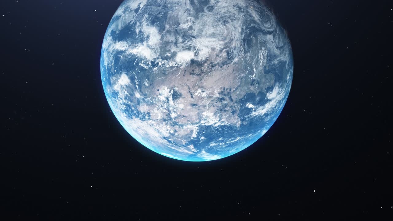 지구의 밤과 낮 - 현실적인 지구 우주에서 도시 불빛과 해가 뜨는 - 영화적 현실적인 우주에서 회전하는 지구