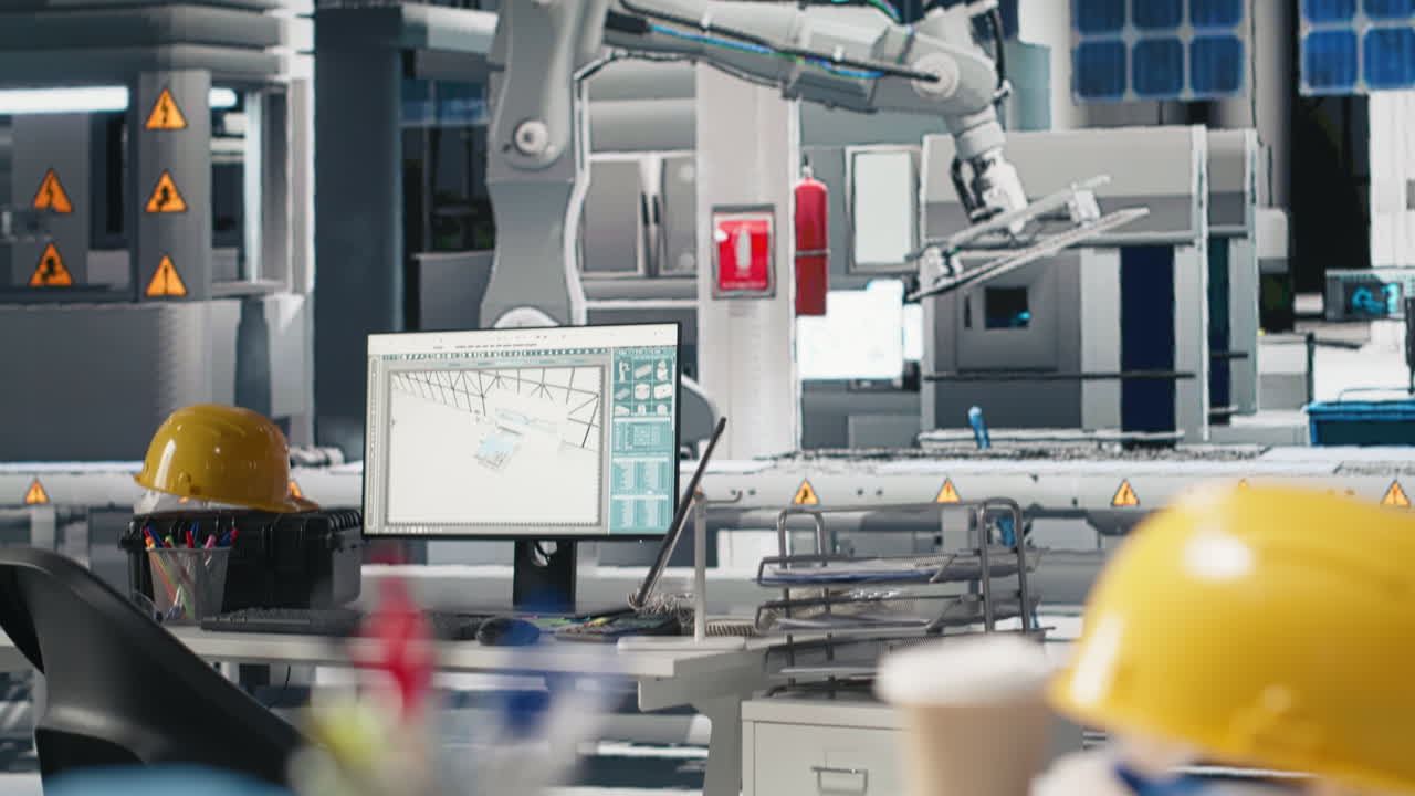 Office desk and factory environment