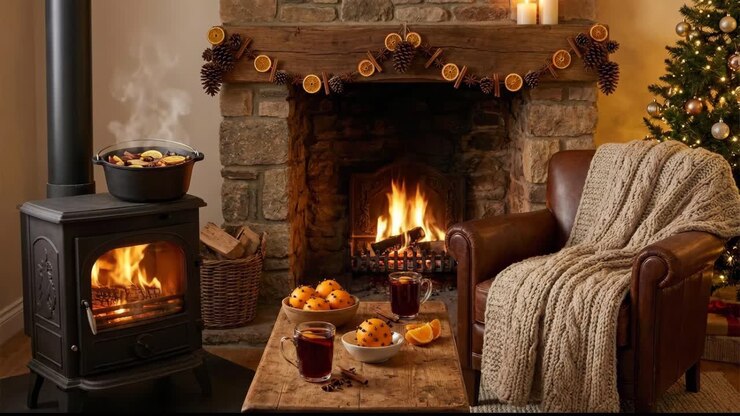 Cozy Christmas Fireplace Scene