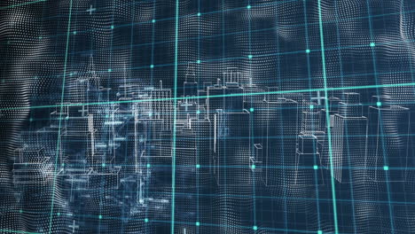 animazione della città del metaverso nello spazio digitale della marina