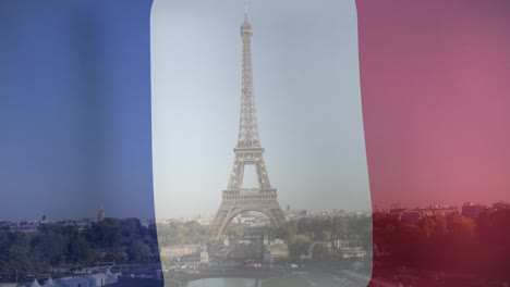 animation of flag of france over eiffel tower