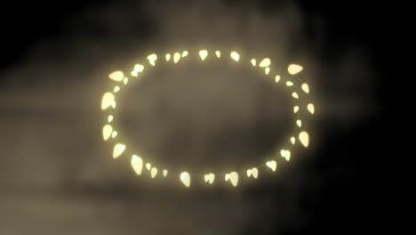 un óvalo brillante de luces de hadas sobre un fondo negro