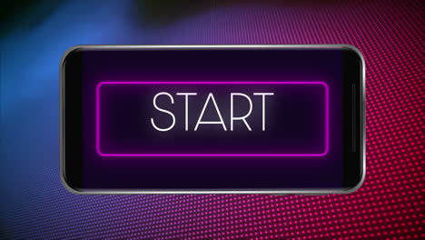 neon "hello" animation in a video game interface on a purple gradient.