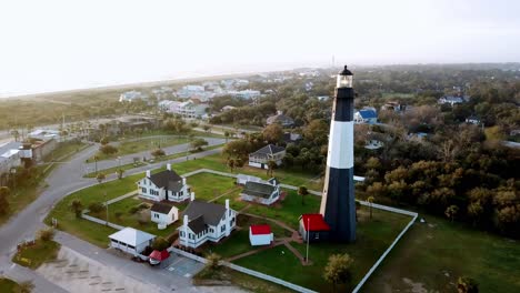 aerial tybee island lighthouse, tybee island light station, tybee island georgia, tybee island ga