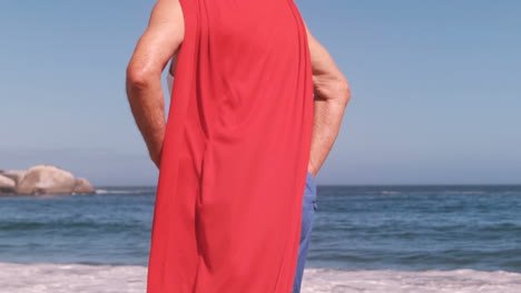 fancy-dress mature man looking the sea