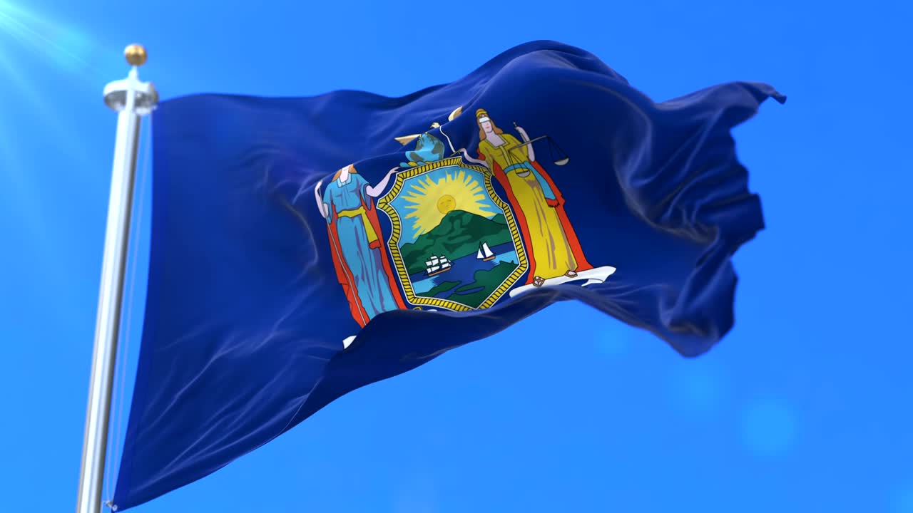 bandera del estado de nueva york, región de los estados unidos - bucle
