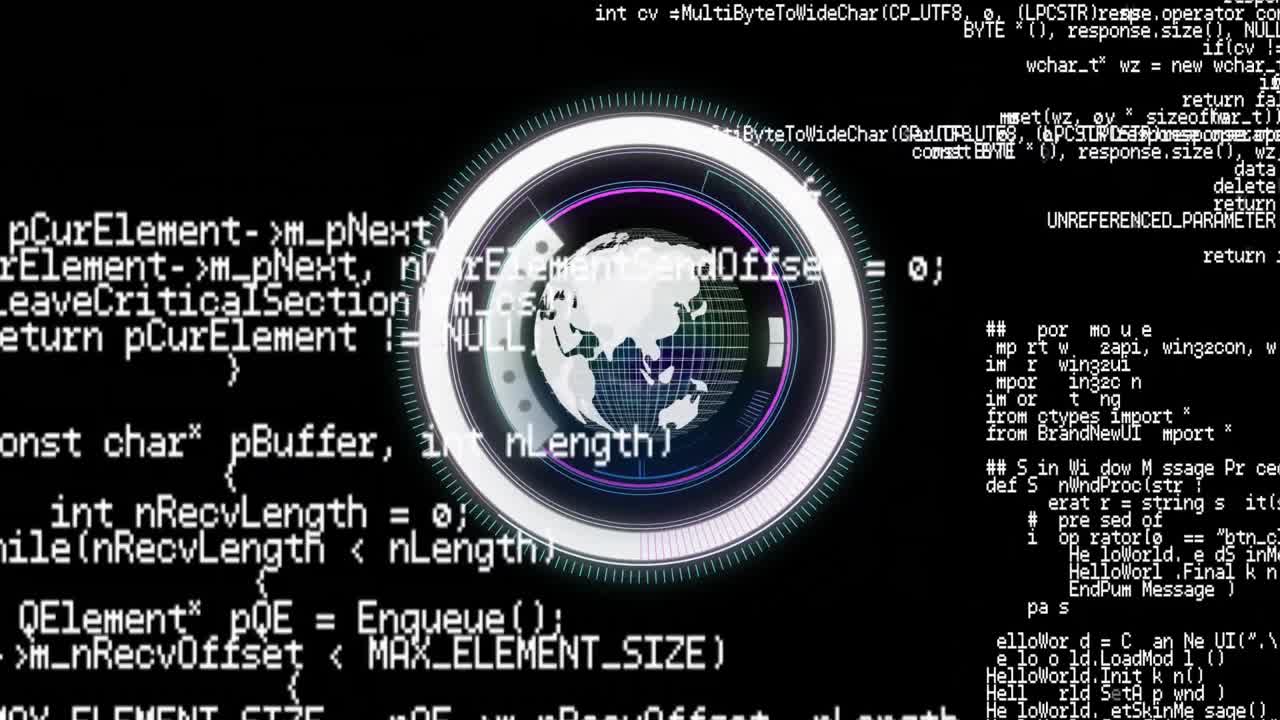animación del giro del globo, escaneo del alcance y procesamiento de datos