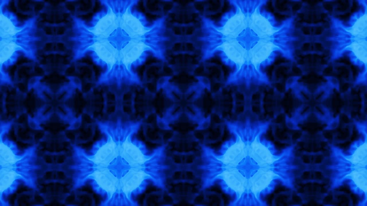 fuego con llamas azules sobre un fondo negro. llama de fuego ardiente. flujo de fuego abstracto es caleidoscopio. budismo flor de mandala, kaleido. azul ardiente brillante. fuego fuerte. campos ardientes. bucle 4k