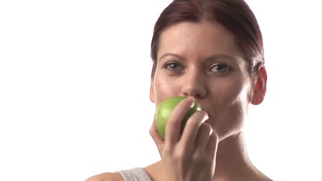 woman eating an apple