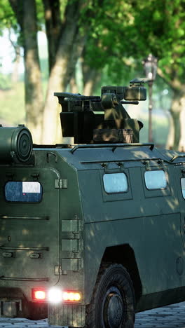 military armored vehicle in park