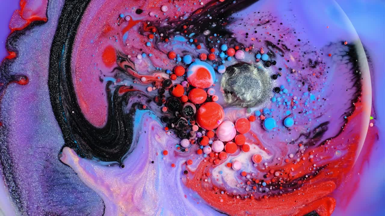 pintura colorida y burbujas fondo abstracto video 4k