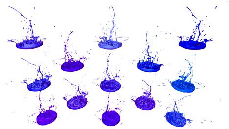 las pinturas 3d bailan en 4k sobre un fondo blanco. simulación de salpicaduras de tinta en un altavoz musical que reproduce música. hermosas salpicadures como un fondo brillante en ultra alta calidad.