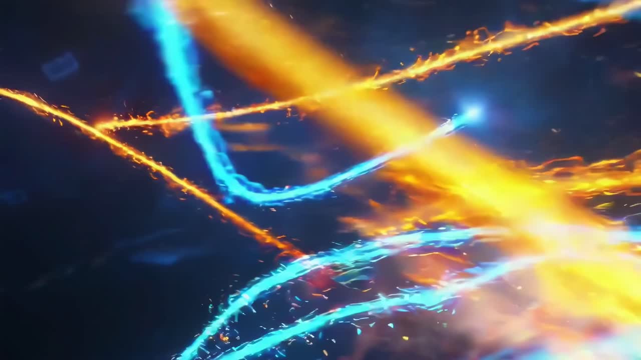 Dynamic racing video with neon trails, captured from a low-angle, emphasizing speed