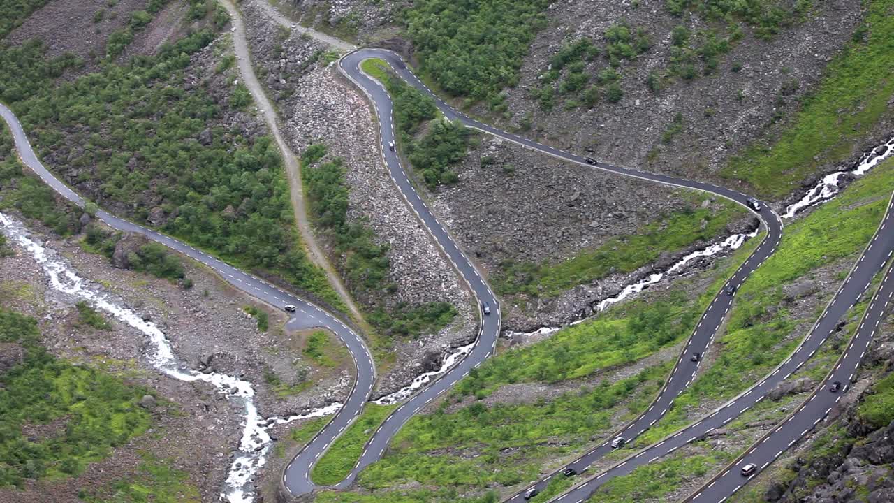 Troll's Path Trollstigen or Trollstigveien winding mountain road.