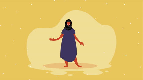 young muslim woman character animation