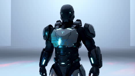 advanced robotic figure in sci-fi armor