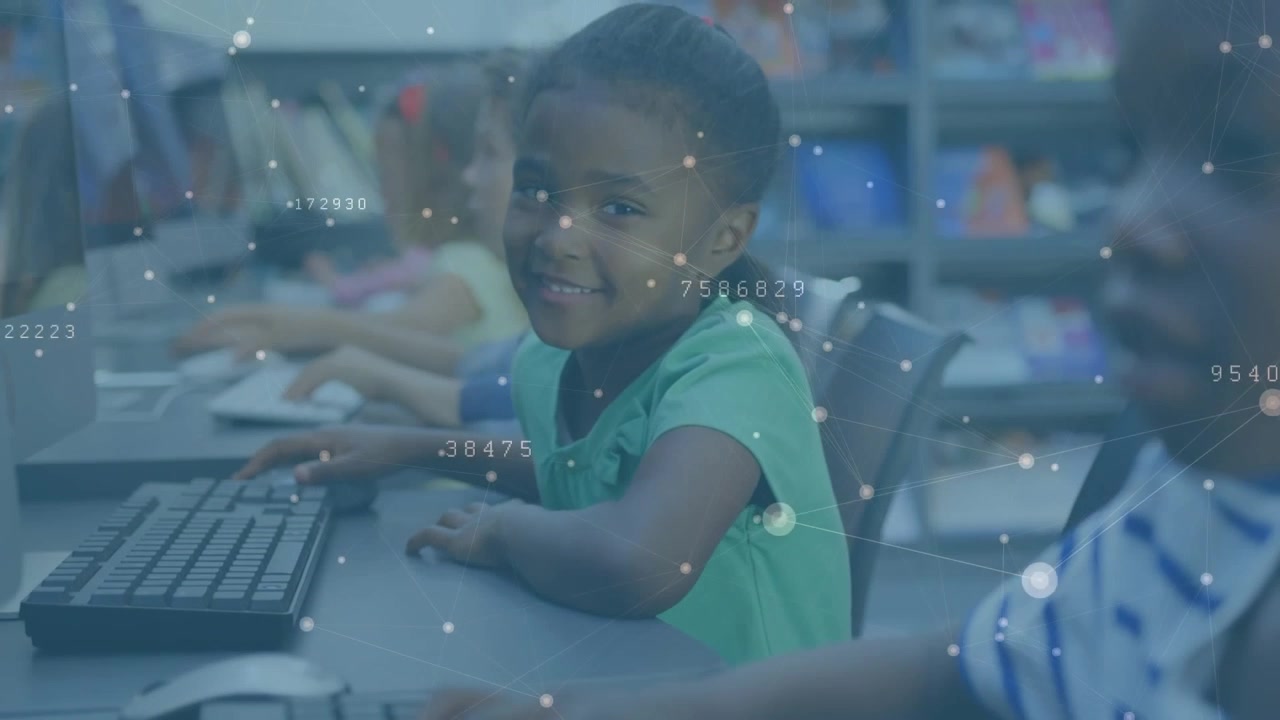Animation of network of connections over diverse schoolchildren using computers