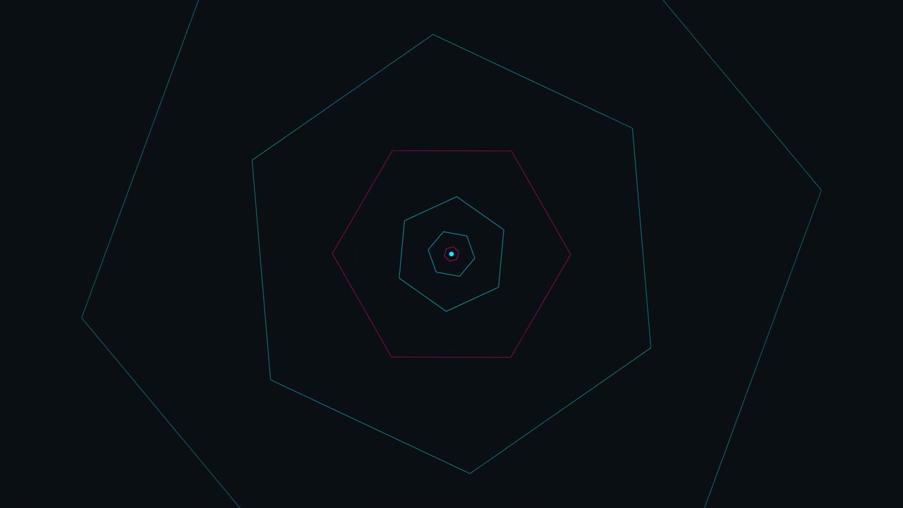Abstract Animation of Pulsing Neon Hexagons in Dark Space