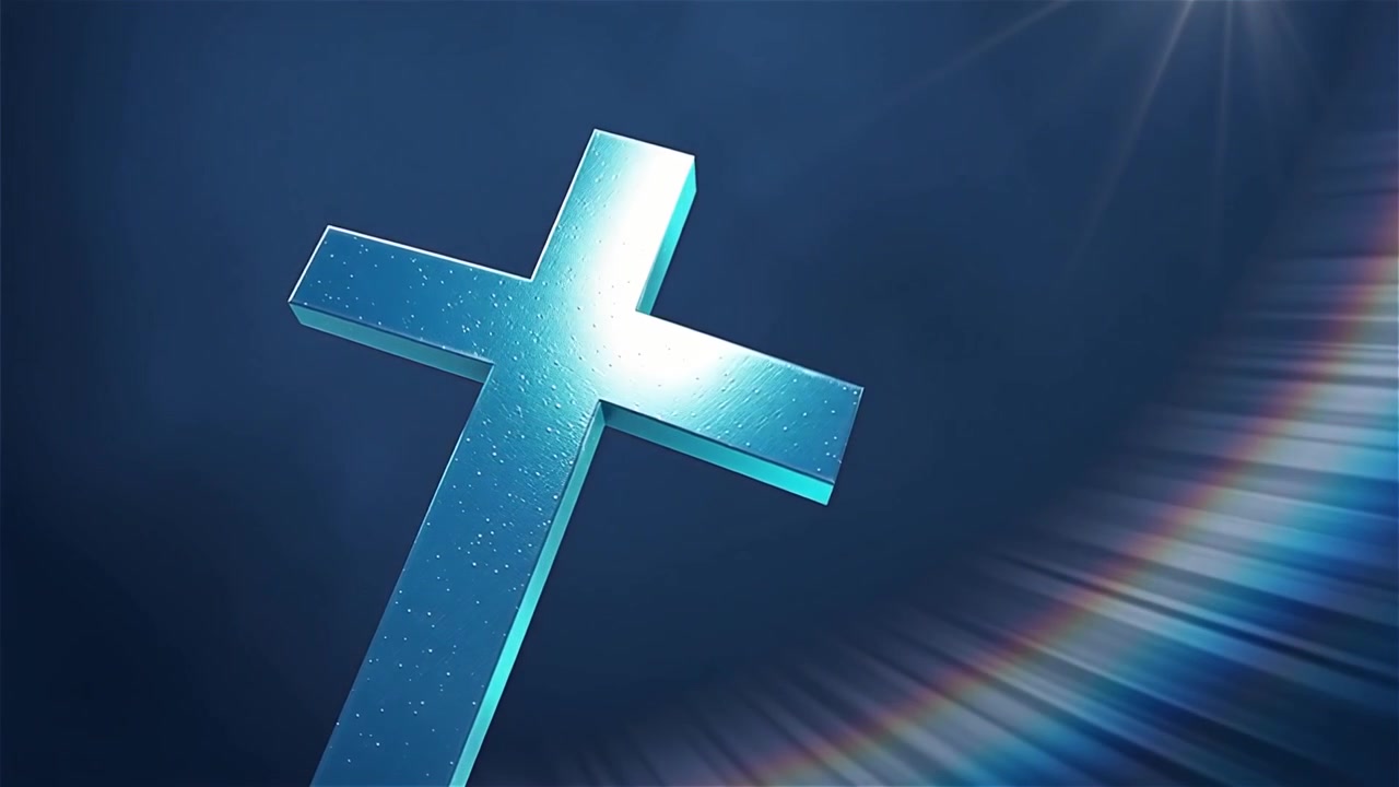 Croce Cristiana Luce Celestiale Sfondo per il Culto.
