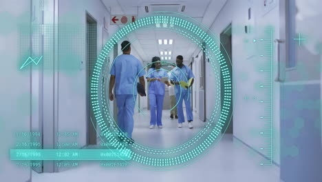 animation of scope scanning and data processing over diverse doctors in hospital