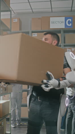 warehouse worker with robotic exoskeleton