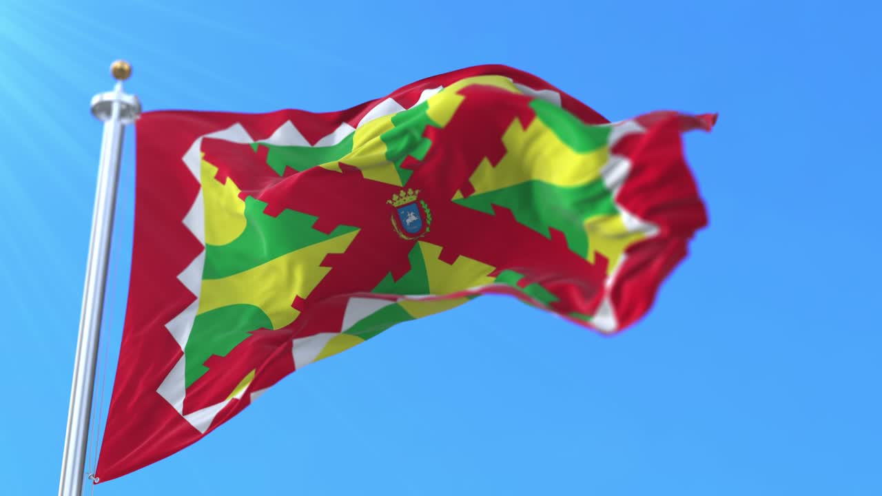 bandera de la ciudad española de huesca en aragón, españa - bucle