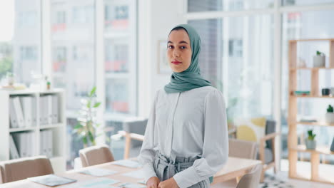 Muslim-executive,-woman-and-face-with-arms-crossed