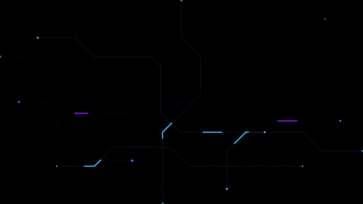 Abstract Digital Circuit Board Animation with Glowing Lines