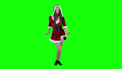 Mujer-Vestida-Con-Traje-De-Papá-Noel-Bailando-Sexy-Joven-Mujer-Caucásica-Danza-Seductora-Concepto-De-Fiesta-Navideña