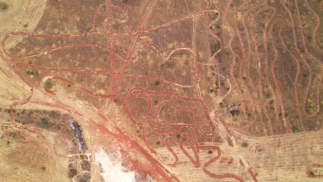Mountain bike circuit. Aerial view. Mountain bike racing circuit layout seen from the air. MTB circuit. Granada. Spain.