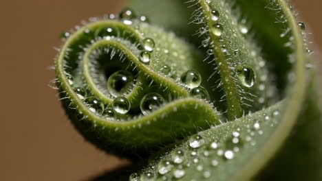 macro view of green plant with water droplets