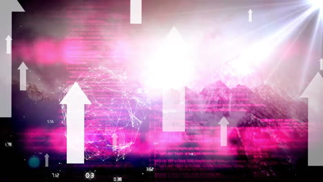animación de flechas red de conexiones y procesamiento de datos en la interfaz