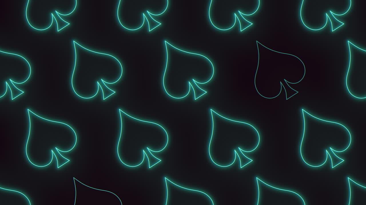 Vibrant neon green heart pattern on black background