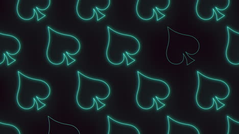 vibrant neon green heart pattern on black background