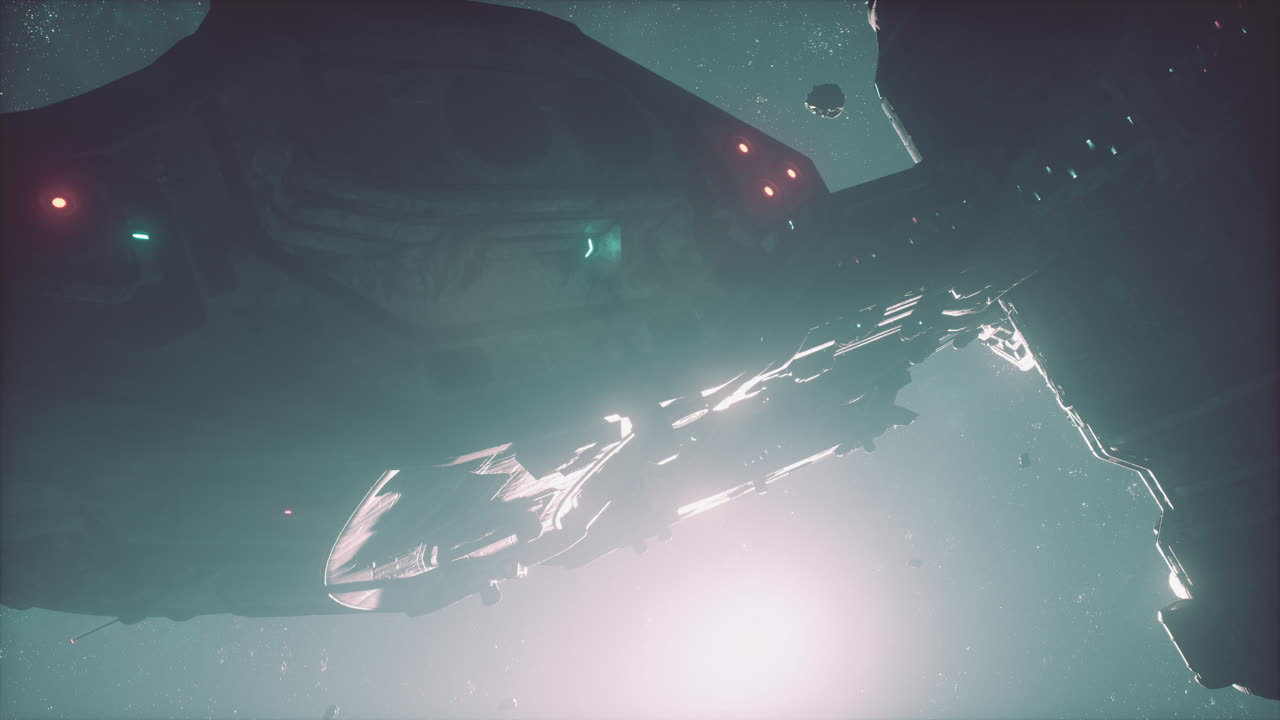 Unidentified alien spaceship flying in space