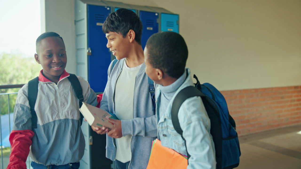 Group of students in school hallway
