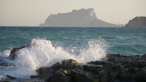coastal scenery with waves and rocks