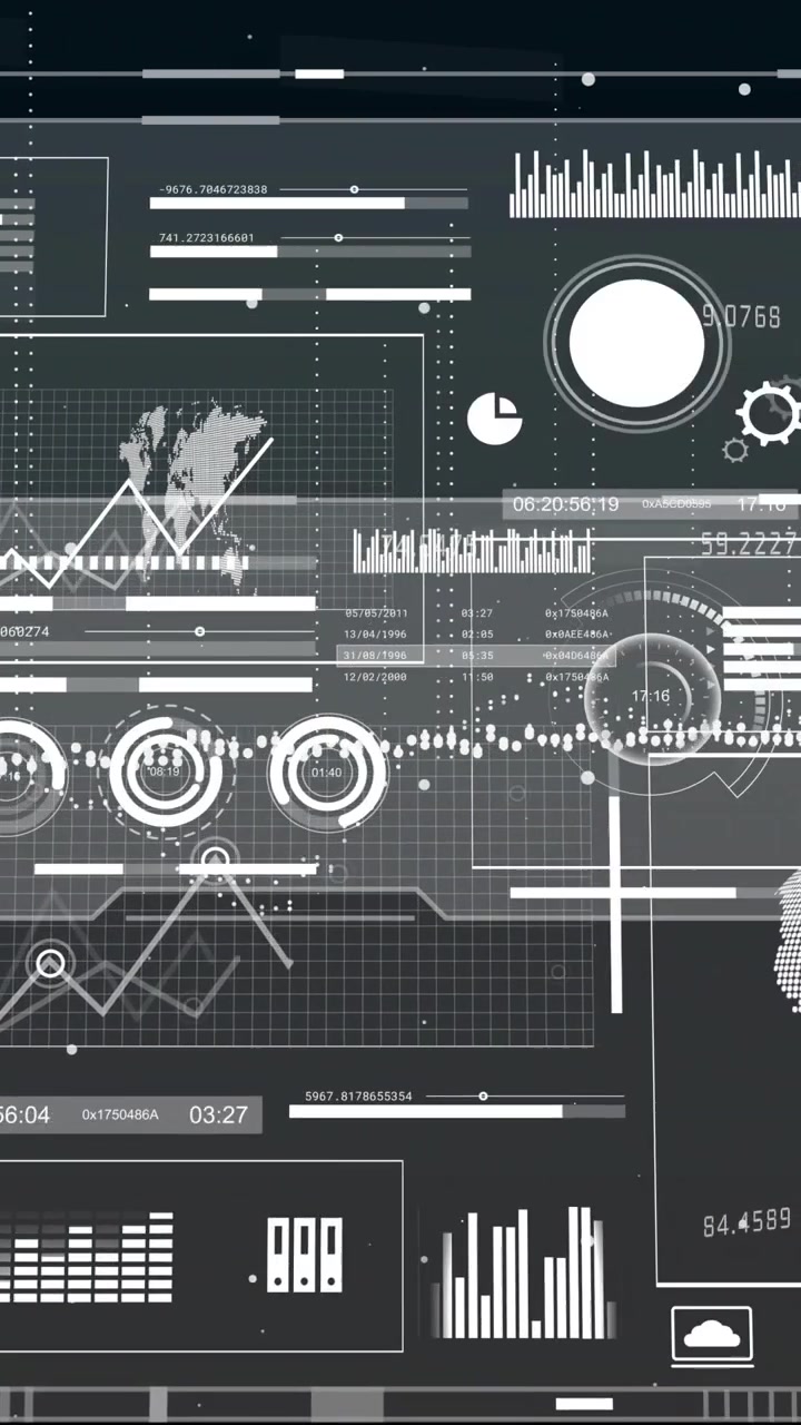 Vertical video: HUD panels sliding and reconfiguring after data pulse, showing real-time metrics