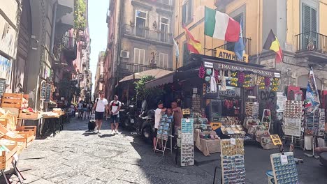 vibrant market scene with tourists and vendors