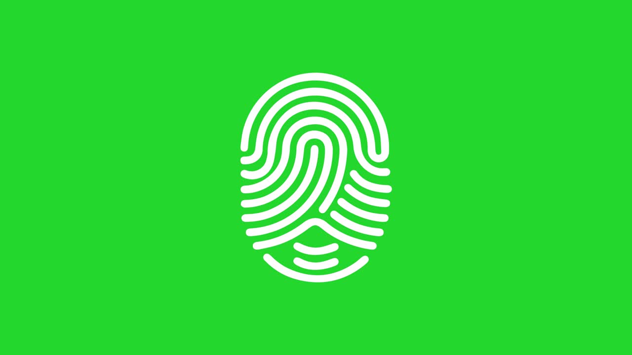 Fingerprint sign - fingerprint animated cartoon sign on green screen background