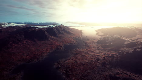 Aerial-Drone-Panorama-view-of-mountains-in-Icealand