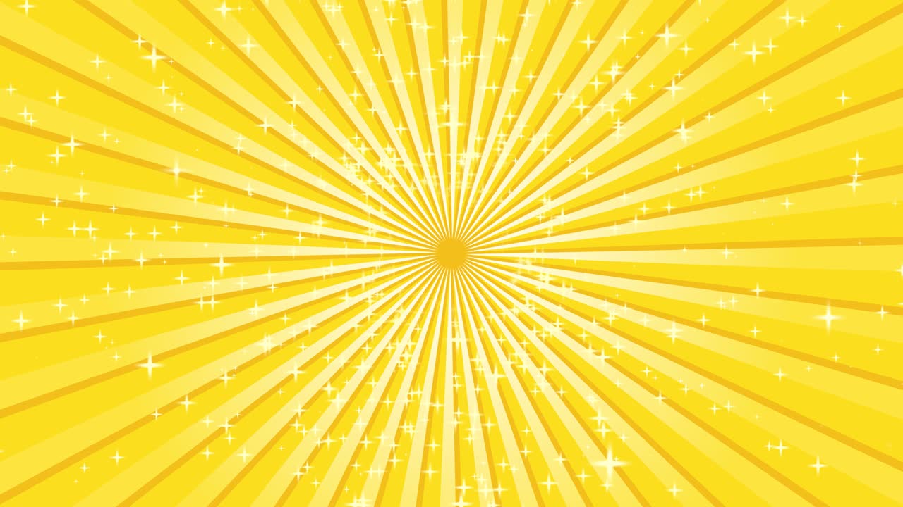 Radiate yellow lines with twinkle stars spin around the center of the background.
