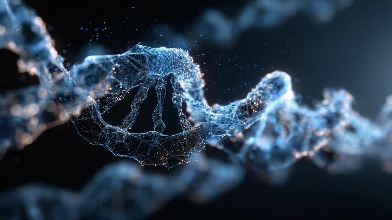 A Stunning Visualization of DNA Structure Highlighting the Elegance and Complexity of Genetic Material Through Dynamic Molecular Representation