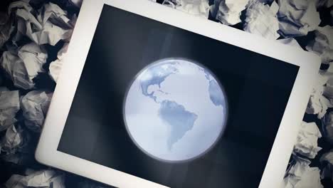 animation of globe spinning on a touch pad screen