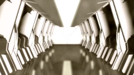 motion background showing first person point of view flying through futuristic abstract digital tunnels