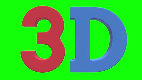 3d sign text logo icon in red and blue colors isolated on chroma key green screen background.