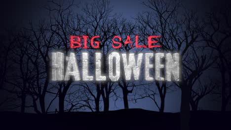 halloween big sale with mystical forest in night